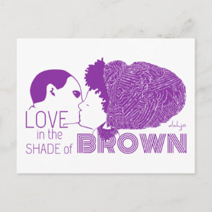 POSTAL AMOR MARRÓN EN PURPLE