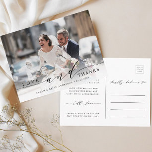Postal Amor moderno y gracias Boda foto gracias