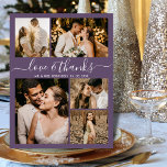 Postal Amor moderno y gracias Boda Mauve gracias<br><div class="desc">Elegante Guión minimalista 5 Collage de fotos Dusty Mauve Boda Gracias Postcard. Moderna plantilla de tarjetas de agradecimiento boda con cinco (5) fotos en la parte delantera y una (1) foto en la parte posterior. Con el texto "Amor y agradecimiento" en una letra de escritura tipográfica con letras a mano...</div>