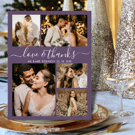 Postal Amor moderno y gracias Boda Mauve gracias