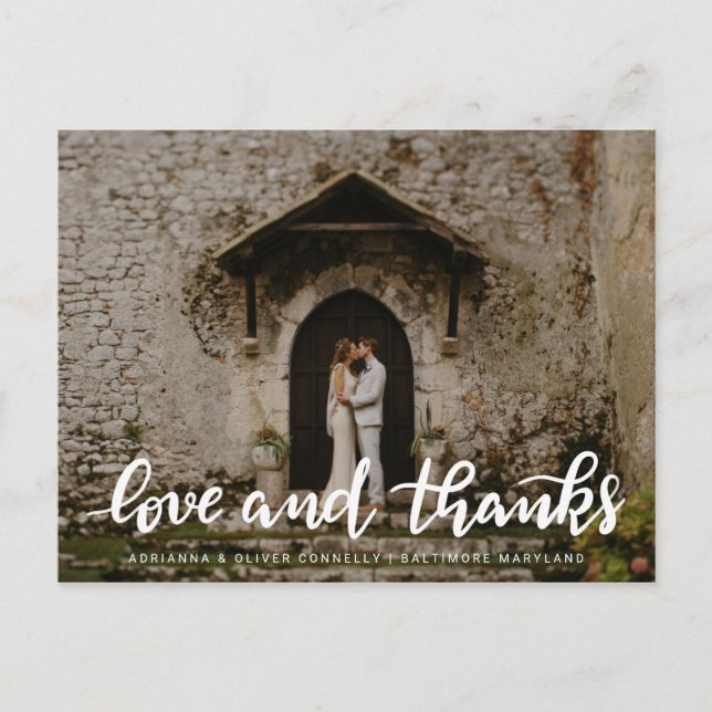 Postal Amor Moderno Y Gracias Escrito A Mano | Foto de pa (Anverso)