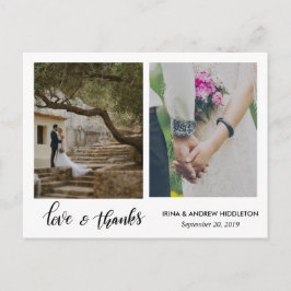 Postal Amor moderno y gracias guión de dos fotos Bodas