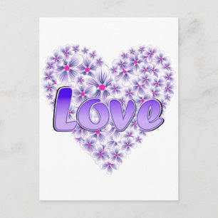 Postal Amor morado y margaritas