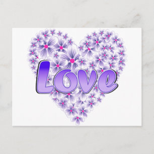Postal Amor morado y margaritas