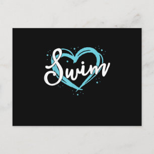 Postal Amor Natación Equipo De Natación Heart Lover Blue