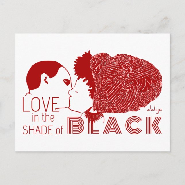 POSTAL AMOR NEGRO EN ROJO (Anverso)