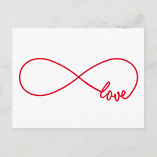 Postal Amor para siempre, signo de infinito rojo, amor in