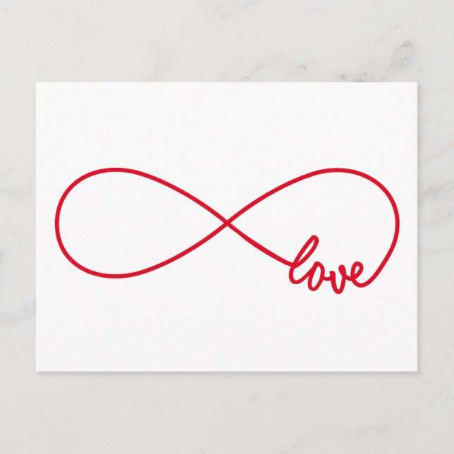 Postal Amor para siempre, signo de infinito rojo, amor in (Anverso)