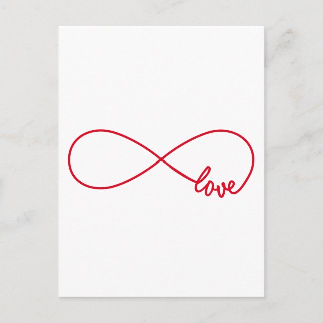 Postal Amor para siempre, signo de infinito rojo, amor in (Anverso)