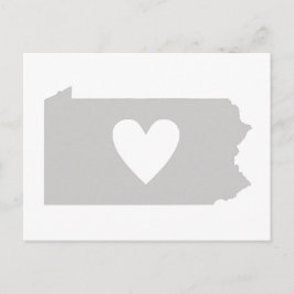 Postal Amor Pennsylvania Gray State Map Shape Adore Heart