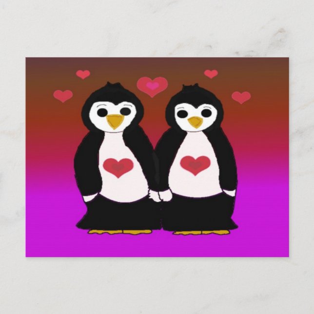 Postal Amor pingüino (Anverso)
