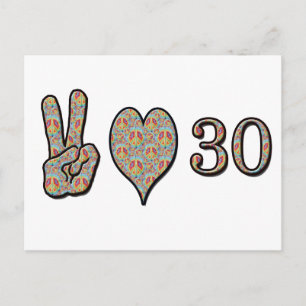 Postal Amor por la paz y 30