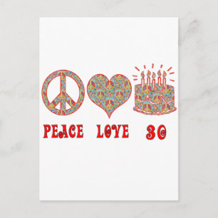 Postal Amor por la paz y 30