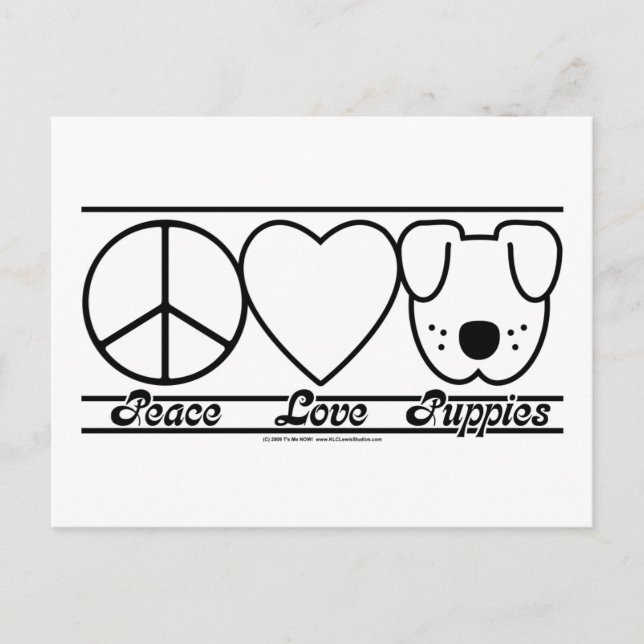 Postal Amor por la paz y cachorros (Anverso)