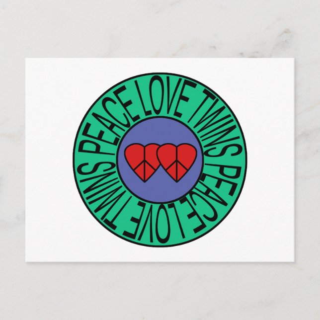 Postal Amor por la paz y gemelos - Círculo (Anverso)
