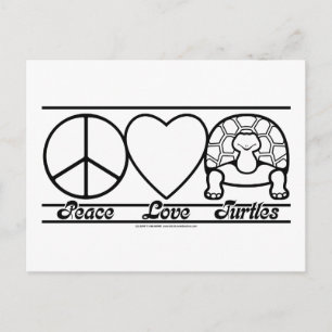 Postal Amor por la paz y tortugas