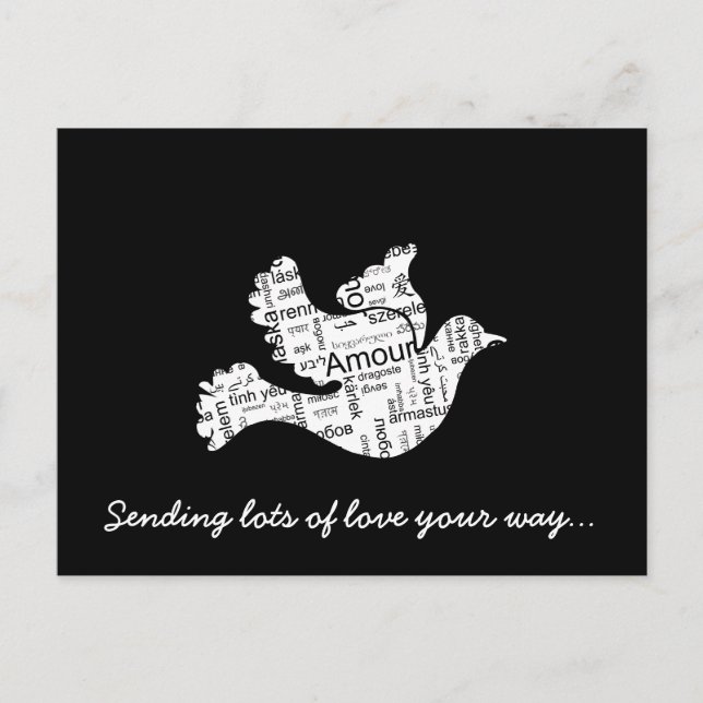 Postal Amor por la tipografía de palabras en diferentes i (Anverso)