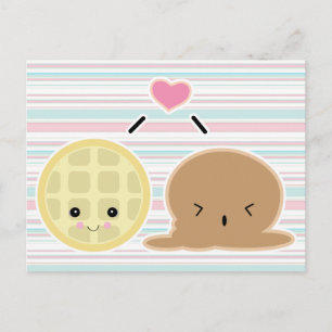 Postal amor por waffle y helado