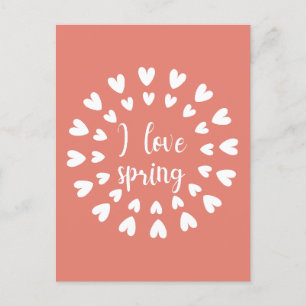 Postal Amor primaveral, corazones pequeños