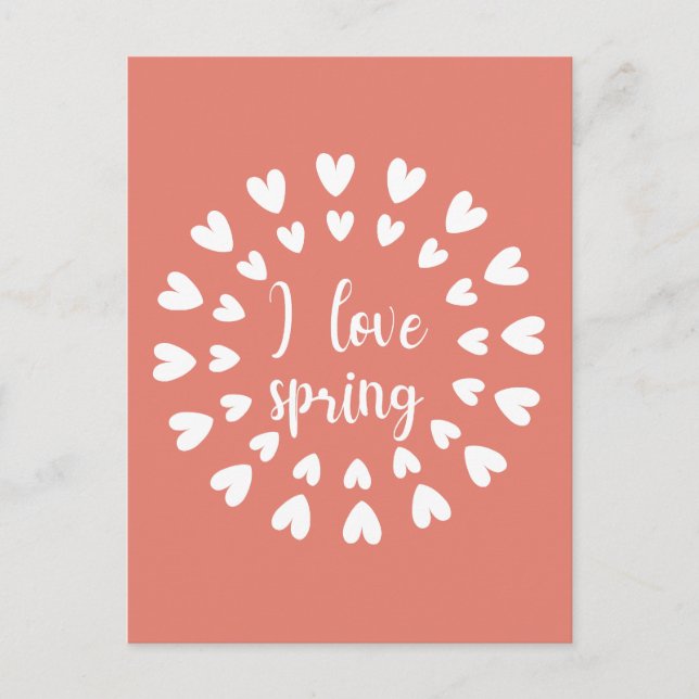 Postal Amor primaveral, corazones pequeños (Anverso)