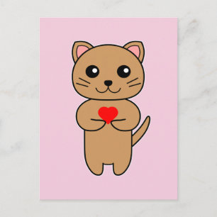 Postal Amor Purrrfecto - Fondo Rosa