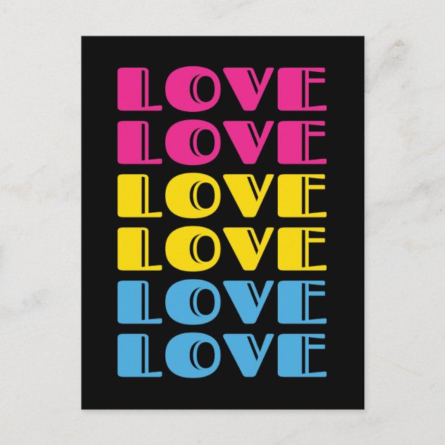Postal Amor Repetir texto LGBTQ Pansexual Orgullo (Anverso)