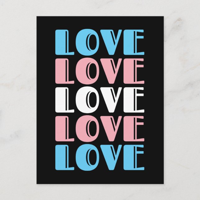 Postal Amor Repetir texto Orgullo transgénero LGBTQ (Anverso)