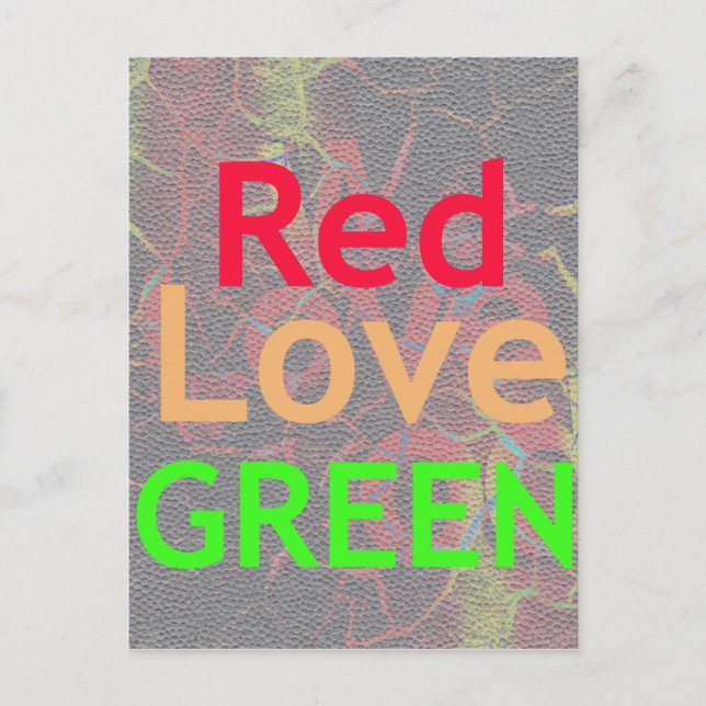 POSTAL AMOR ROJO ORO VERDE (Anverso)