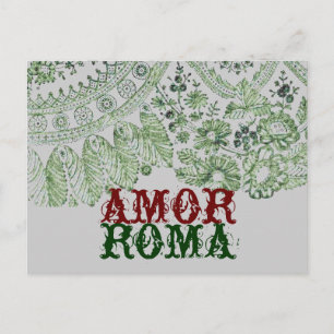 Postal Amor Roma con encaje verde