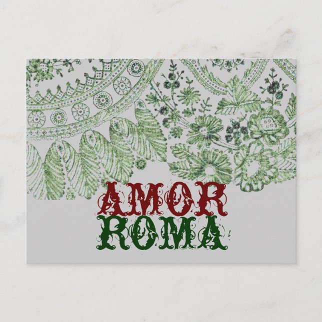 Postal Amor Roma con encaje verde (Anverso)