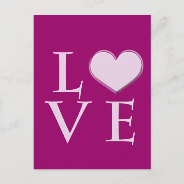 Postal amor rosa con corazón (Anverso)
