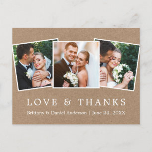 Postal Amor Simple Moderno Gracias Boda 3 Foto Kraft