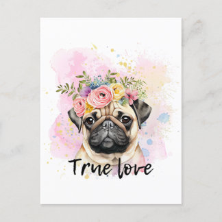 Postal Amor verdadero pug amor, mejor amigo perro