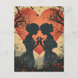 Postal Amor vintage: Silhouettes and Hearts