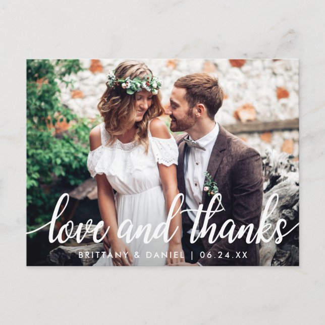 Postal Amor y agradecimiento a los Bodas modernos gracias (Anverso)