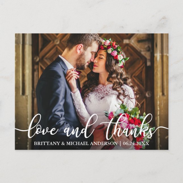 Postal Amor y agradecimiento Boda Gracias. (Anverso)