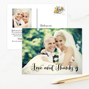 Postal Amor y agradecimiento por escritura manuscrita Bod