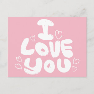Postal Amor y Corazones Rosa y Blanco - Carta de Amor de