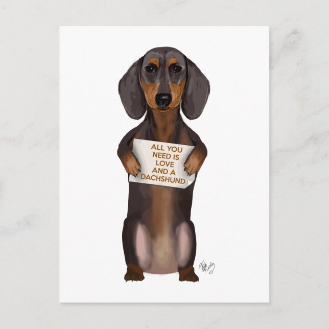 Postal Amor y Dachshund (Anverso)