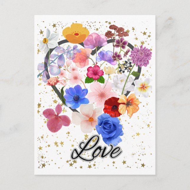 Postal Amor y flores (Anverso)