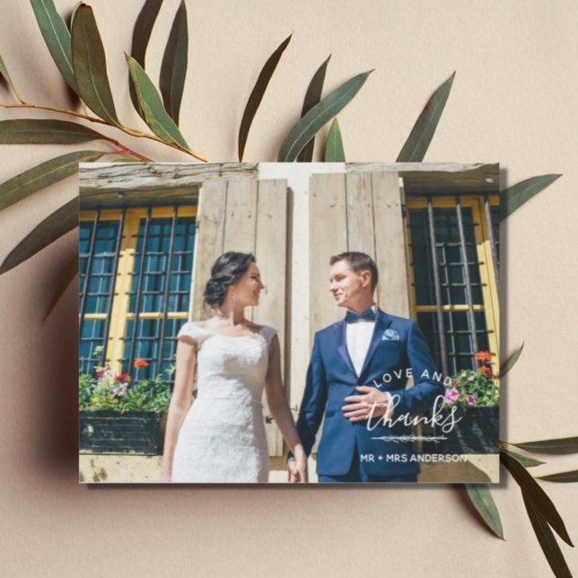 Postal Amor y gracias al Boda moderno gracias (Subido por el creador)