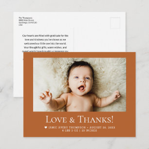 Postal Amor y Gracias Bebé Foto Estadísticas de Nacimient