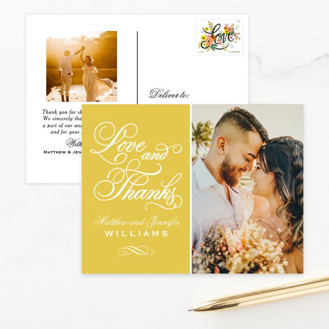 Postal Amor y gracias Boda amarillo. (Subido por el creador)