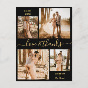 Postal Amor y gracias Boda Collage de fotos Gracias