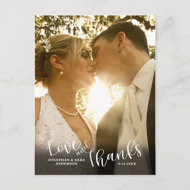 Postal Amor y gracias | Boda de caligrafía Gracias (Anverso)