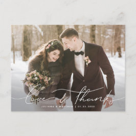 Postal Amor y gracias Boda de escritura Casual Gracias