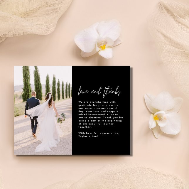 Postal Amor y gracias Boda de fotos Gracias (Love and Thanks Photo Wedding Thank You Postcard)