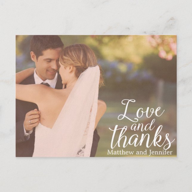 Postal Amor y gracias | Boda de fotos Gracias Postcard (Anverso)