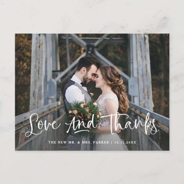 Postal Amor y gracias | Boda de fotos ruso gracias (Anverso)