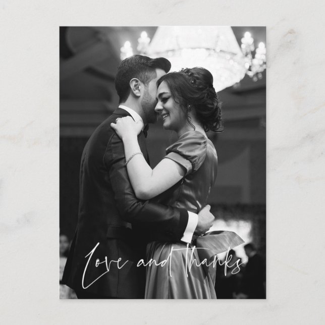 Postal Amor y gracias Boda Foto Gracias Postcard (Anverso)